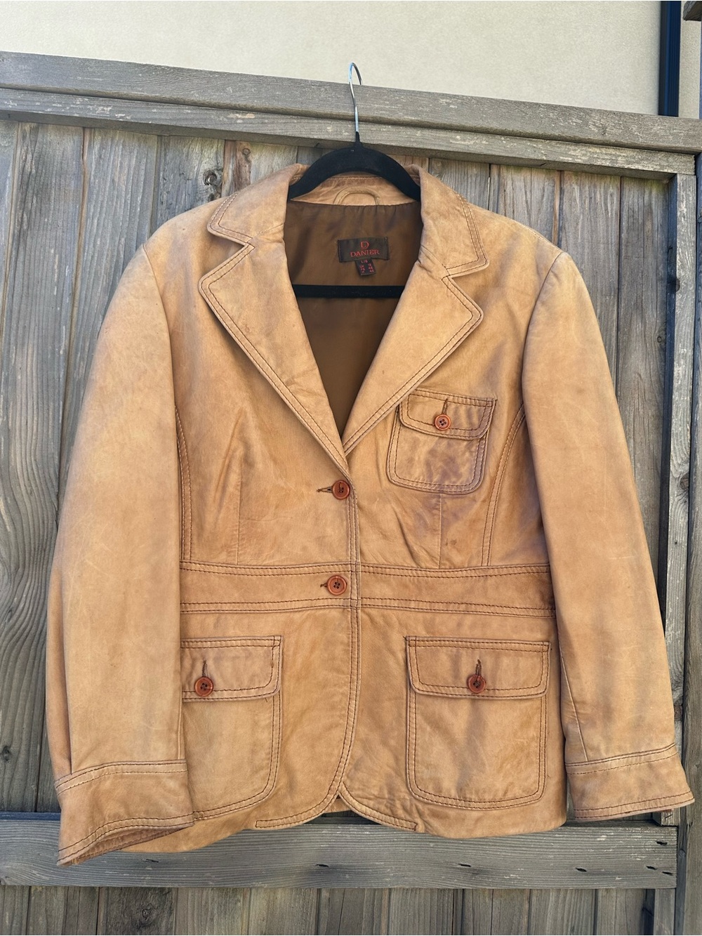 Danier Tan Leather Shirt Jacket